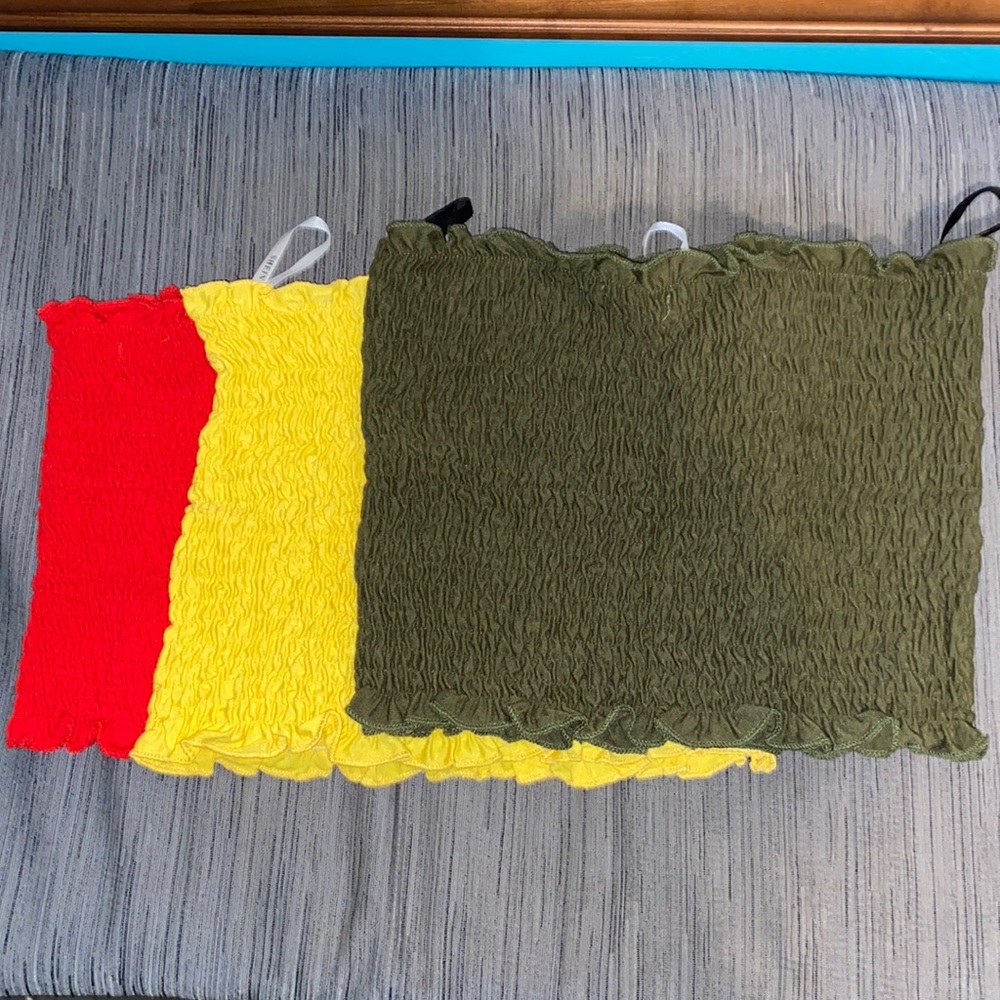 3 pack: red, yellow and green tube top